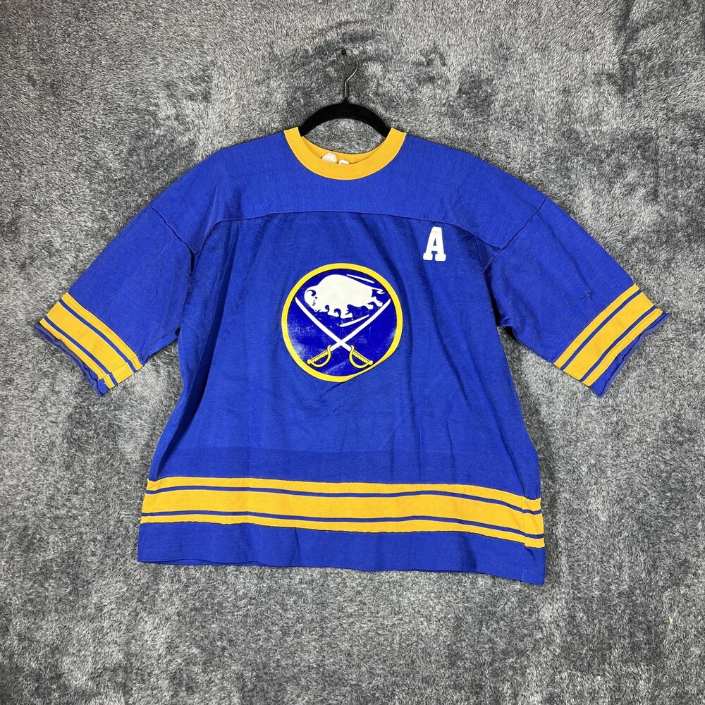 Vintage Buffalo Sabres Jersey Mens XL Blue NHL Hockey Rawlings Johnson 16 USA